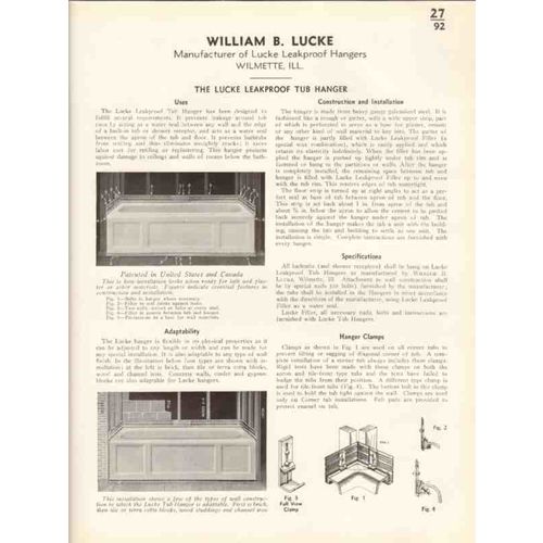 william b lucke 1938 leakproof tub hanger clamps vintage catalog