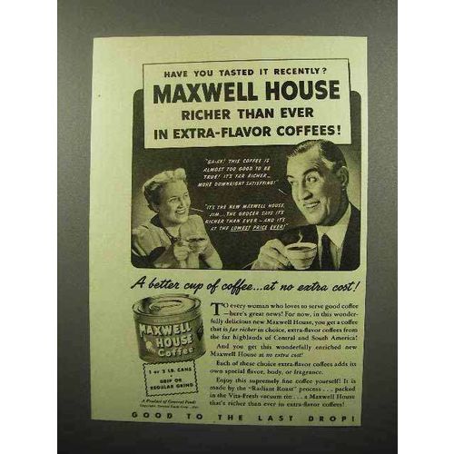 1940 Maxwell House Coffee Ad - Richer Than Ever