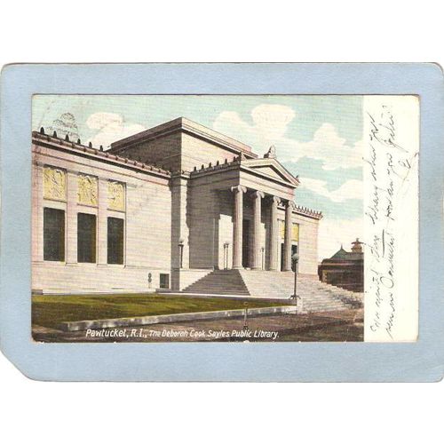 Rhode Island Pawtucket Postcard Deborah Cook Sayles Public Library~1054
