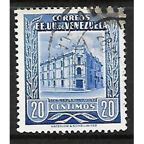 VENEZUELA 1953 20c BLUE G.P.O CARACUS SG1237 FINE USED