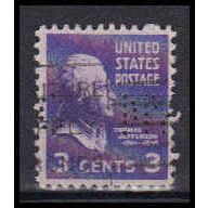 Used 807 3c Thomas Jefferson Fine Perf Initials KA5572