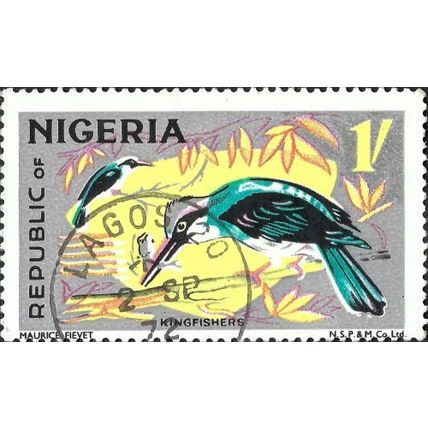 NIGERIA, BIRD, Blue-breasted Kingfisher. Halcyon malimbica, grey 1971, 1s, #2