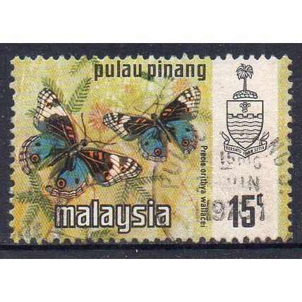 Malaysia 1971 - Pulau Pinang - Butterflies - Blue Pansy 15c Used
