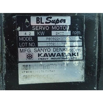 SANYO DENKI P80B22450LCX2A KAWASAKI AC SERVO MOTOR, 4.2 KW, RPM: 2400,HN