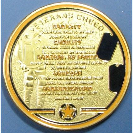 Military Veteran. Challenge Coin. 1.5". 91b.