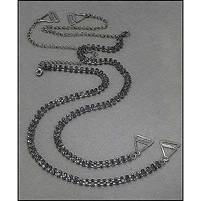 Bra Straps - Two-row Crystal Chain Strap - Black - BS-HH118BK