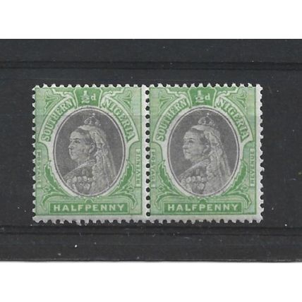 SouthernNigeria.SG1 1/2d Black and Pale Green Pair.Mounted Mint.Nov24