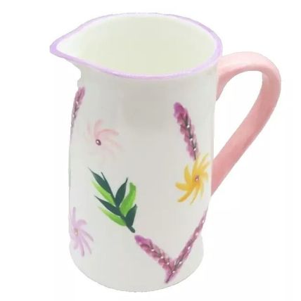 Purple & Yellow Floral Jug 14 CM Fine China Tableware Gift Home Decor Ceramic
