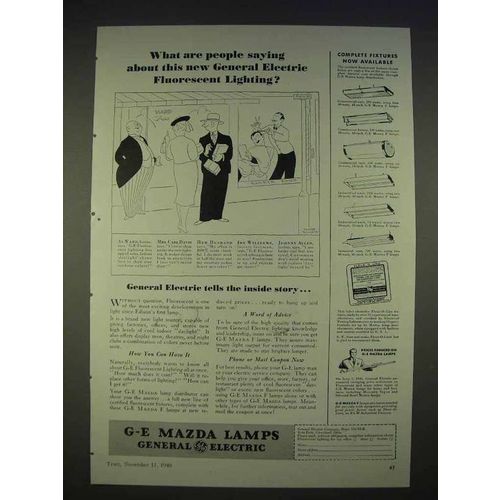 1940 General Electric Mazda Lamps Ad - Fluorescent