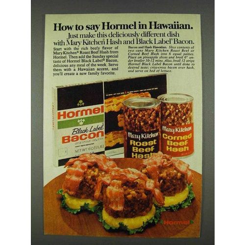 1978 Hormel Black Label Bacon and Mary Kitchen Hash Ad