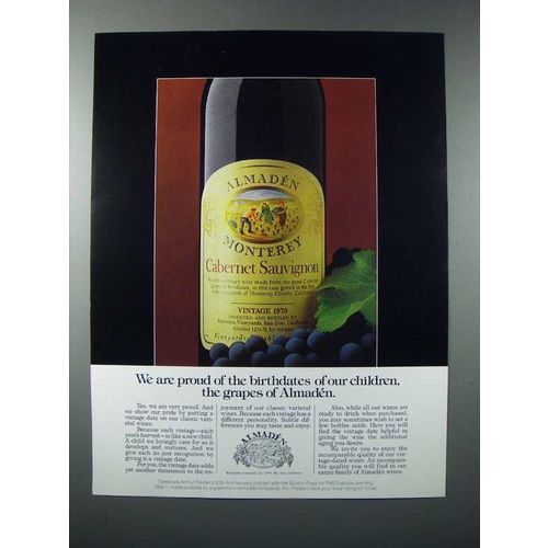 1979 Almaden Cabernet Sauvignon Wine Ad - Proud