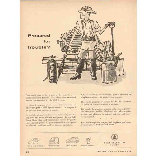 BELL TELEPHONE SYSTEM 1954 Prepared trouble problems needs vintage ad