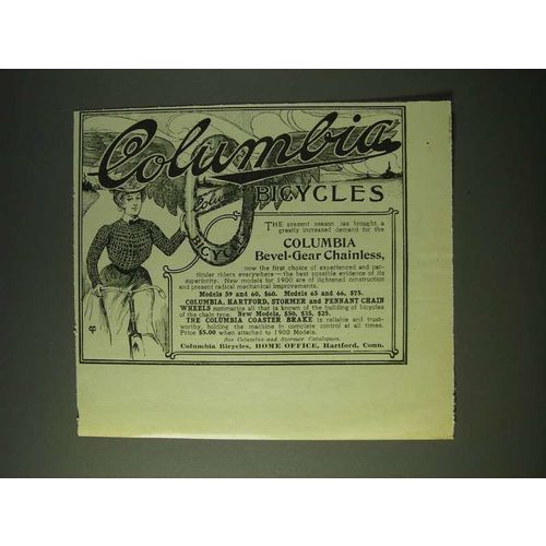1900 Columbia Bicycles Ad - Columbia Bevel-Gear Chainless