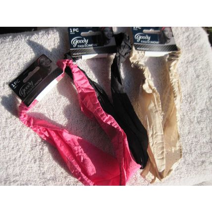 1 Goody Fashionow Glitter Gentle Fit Light Thin Fabric Head Band Pink Black Tan