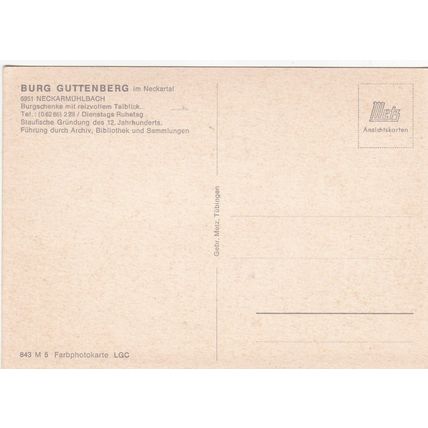 Burg Guttenberg Neckarmuhlbach Germany Postcard unused VGC