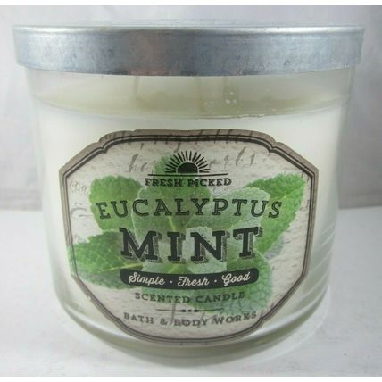 Bath & Body Works 3-wick 14.5 oz Candle Fresh Picked Eucalyptus Mint