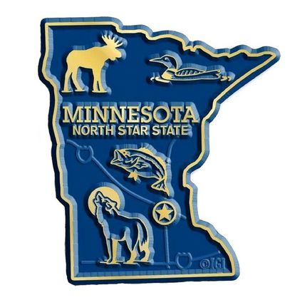 Minnesota the North Star State Map Fridge Magnet