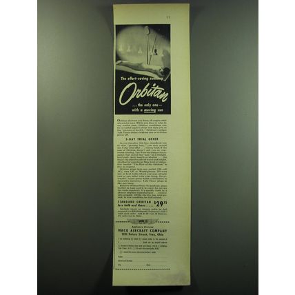 1949 Waco Aircraft Orbitan Sunlamp Ad - The effort-saving sunlamp