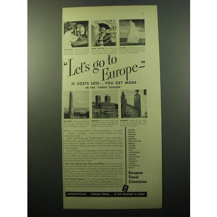 1950 European Travel Commission Advertisement - Let's go to Europe