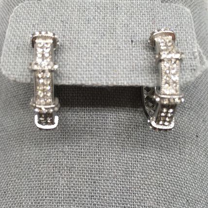 Earrings 18k White Gold Filled Zircon Hoops Reversible #311 USA Seller