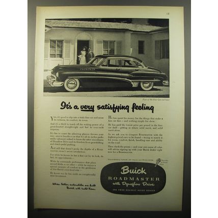 1950 Buick Roadmaster Car Ad - It's a very satisfying feeling