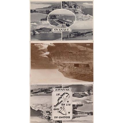 Violin Bell Swanage Dorset Tilly Whim Caves 3x Real Photo Postcard s