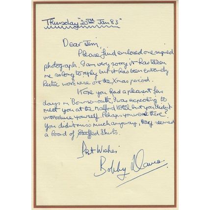 Bobby Davro Comedian Impressionist Early Career Hand Signed 1983 Letter