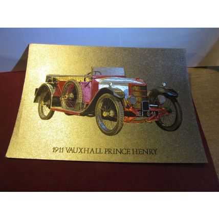 1911 VAUXHALL PRINCE HENRY veteran car unused postcard silver finish to card #