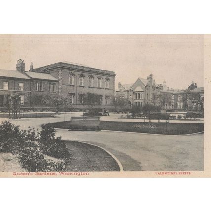 Queens Gardens Warrington Antique Valentines Postcard