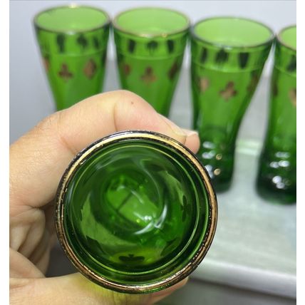 Shot Glasses Italian MOD-DEP Green Glass Boot Vintage Playing Card Suits/Shapes