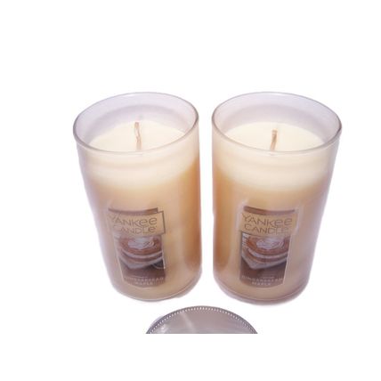 Yankee Candle Gingerbread Maple Pillar Candle 12 oz each Lot of 2