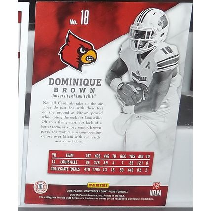 2015 Panini Contenders DP DOMINIQUE BROWN (Louisville/Buccaneers) Rush Week #18