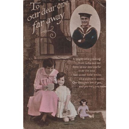 Military Soldier To Our Dear One Far Away Toy Doll Old Postcard