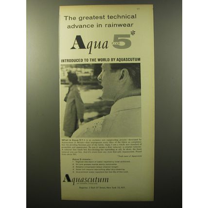 1960 Aquascutum Aqua 5 Rain Coats Ad - The greatest technical advance