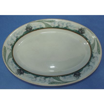 Vintage Ceramic Plate German Bauscher Weiden Barth & Son Ship Oval Plate 1920's