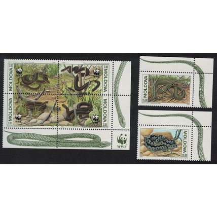 Moldova Snakes Protected Animals Fauna WWF 6v Corners 1993 MNH SG#57-62 Sc#72-74