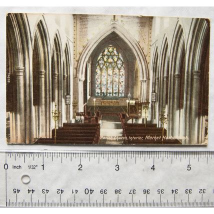 1908 postcard Market Harborough Parish Church Interior