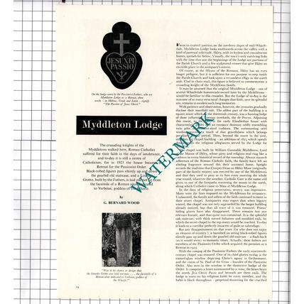 Myddleton Lodge Ilkley Yorkshire - 1956 Article