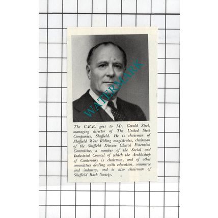 Mr Gerald Steel Sheffield Yorkshire - 1956 SMALL Clipping