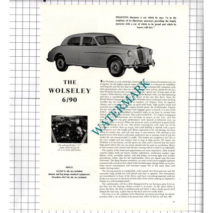 The Wolseley 6/90 Car Review - 1956 Article