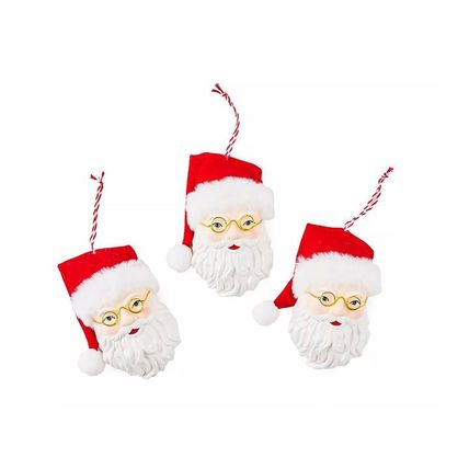 Winter Wonder Lane Santa Face Ornaments, 3-Pack New