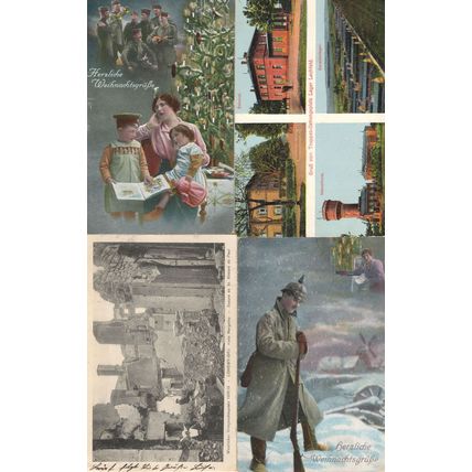 German WW1 Collection Feldpost Frontline Bomb Damage 4x War Postcard s