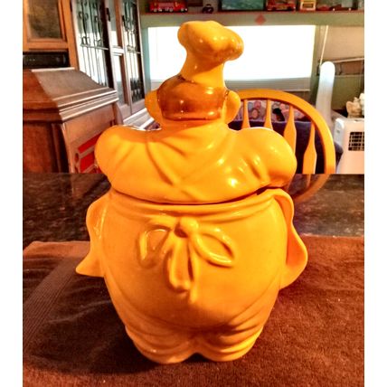 Old Vintage Original Red Wing Cookie Jar Yellow Pierre Chef 12" Tall 1944