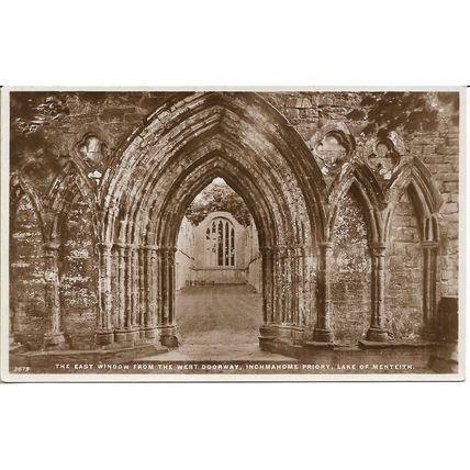 Inchmahome Priory, Lake of Menteith, Scotland, UK - Vintage Real Photo Postcard