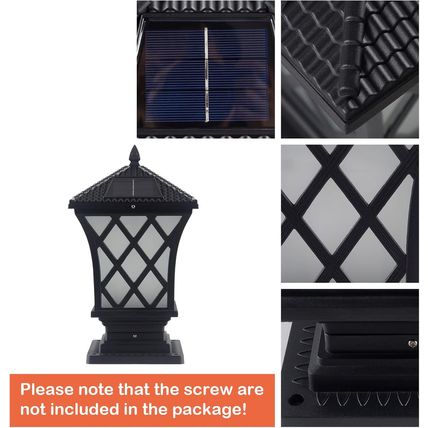 Kendal Large Outdoor Solar Powered LED Light Lamp (Black-8406)