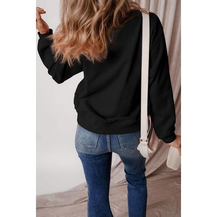 Black Thanksgiving Pumpkin Graphic Drop Shoulder Sweatshirt