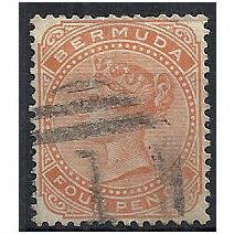 Bermuda 1904 SG28a 4d Orange-Brown Wmk Crown CA Fine Used . .