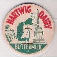 CA Woodland Milk Bottle Cap Name/Subject: Hartwig Dairy Buttermilk~116