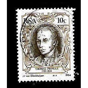 SOUTH AFRICA 1984 AUTHORS 10c BROWN THOMAS PRINGLE SG 554 FINE USED#