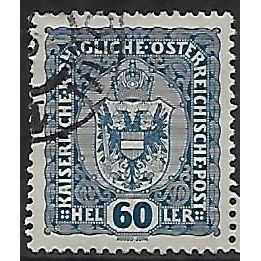 Mi 196: 60 h. deep lilac-ultramarine Definitive Stamp: Imperial Arms